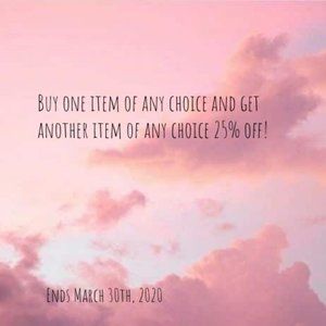 BUY ONE ITEM GET 25% OFF! SALE SIGN - SEE BELOW